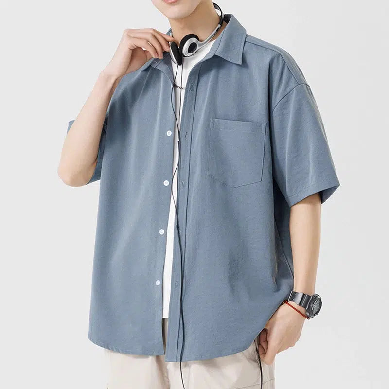 Loose Lapel Short-Sleeve Shirt