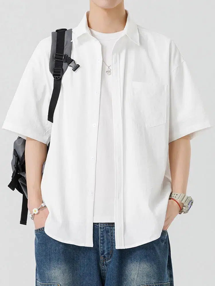 Loose Lapel Short-Sleeve Shirt