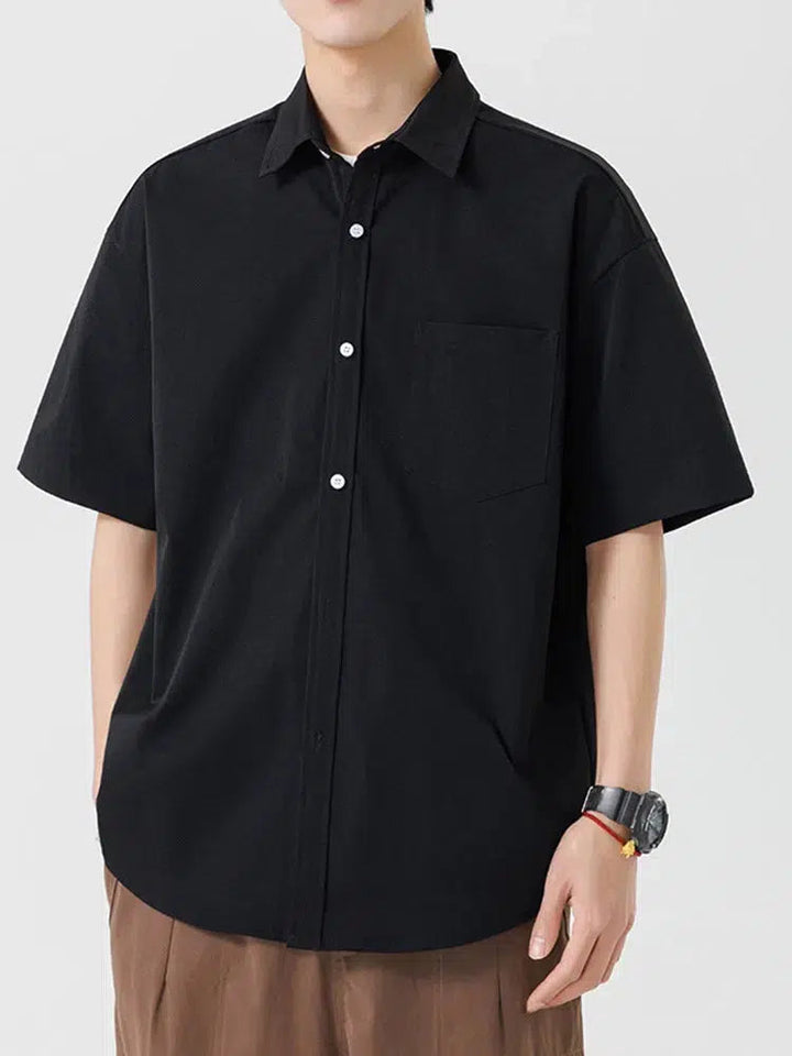 Loose Lapel Short-Sleeve Shirt