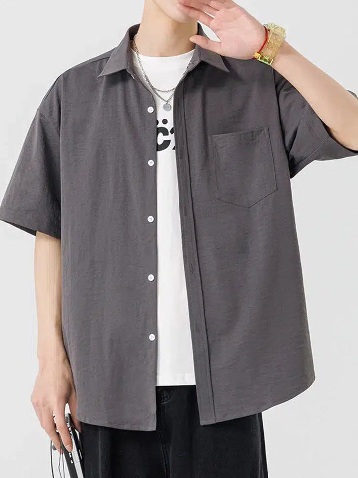 Loose Lapel Short-Sleeve Shirt