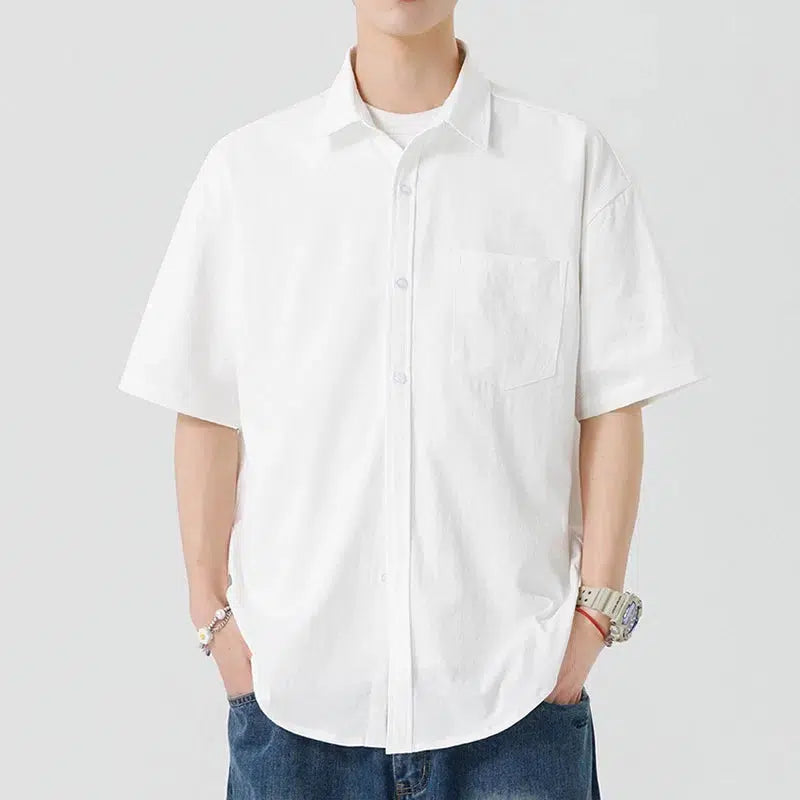 Loose Lapel Short-Sleeve Shirt