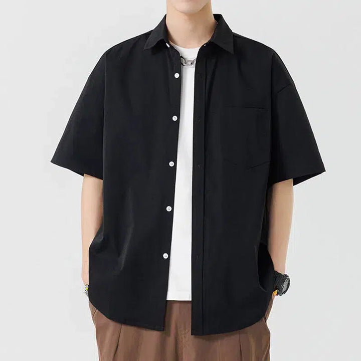 Loose Lapel Short-Sleeve Shirt