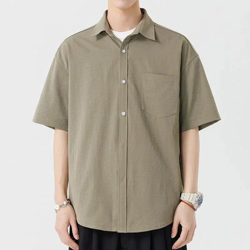 Loose Lapel Short-Sleeve Shirt