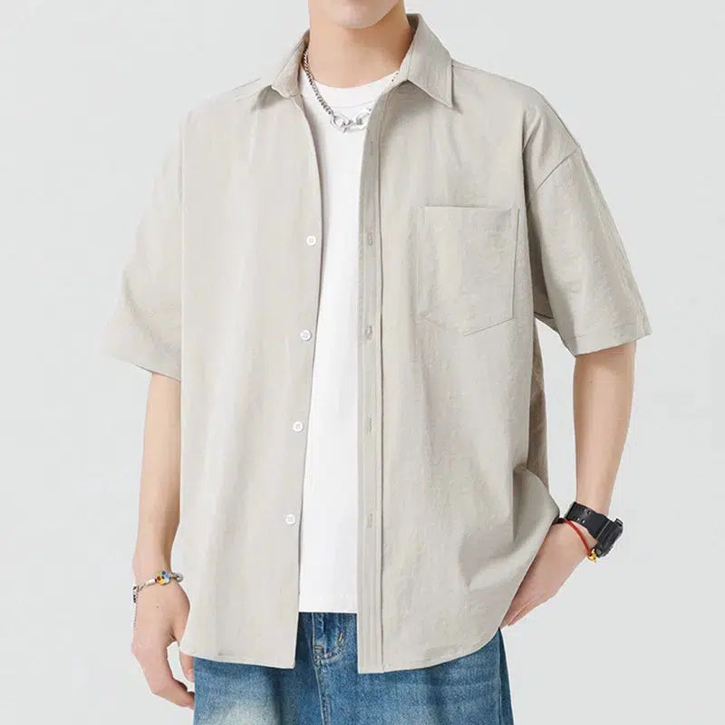 Loose Lapel Short-Sleeve Shirt