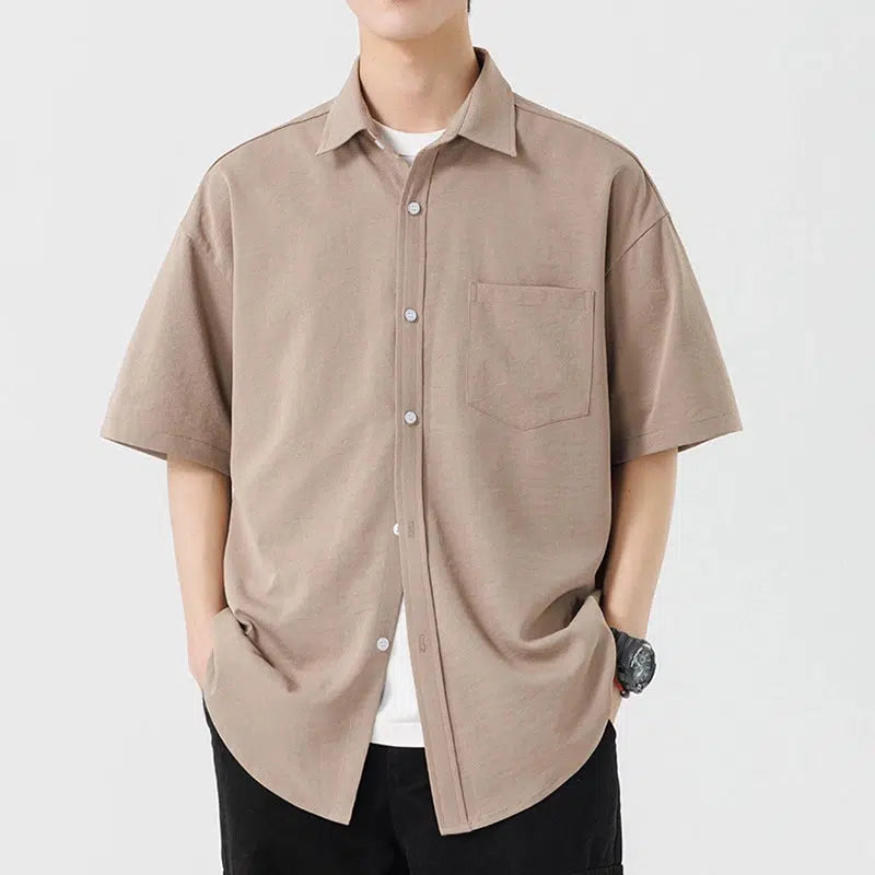 Loose Lapel Short-Sleeve Shirt