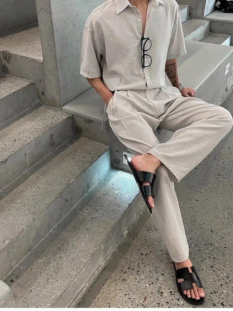 Loose Shirt Straight Pants Suit