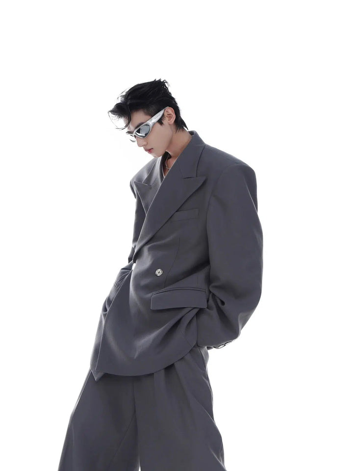 Loose Silhouette Twill Suit Jacket