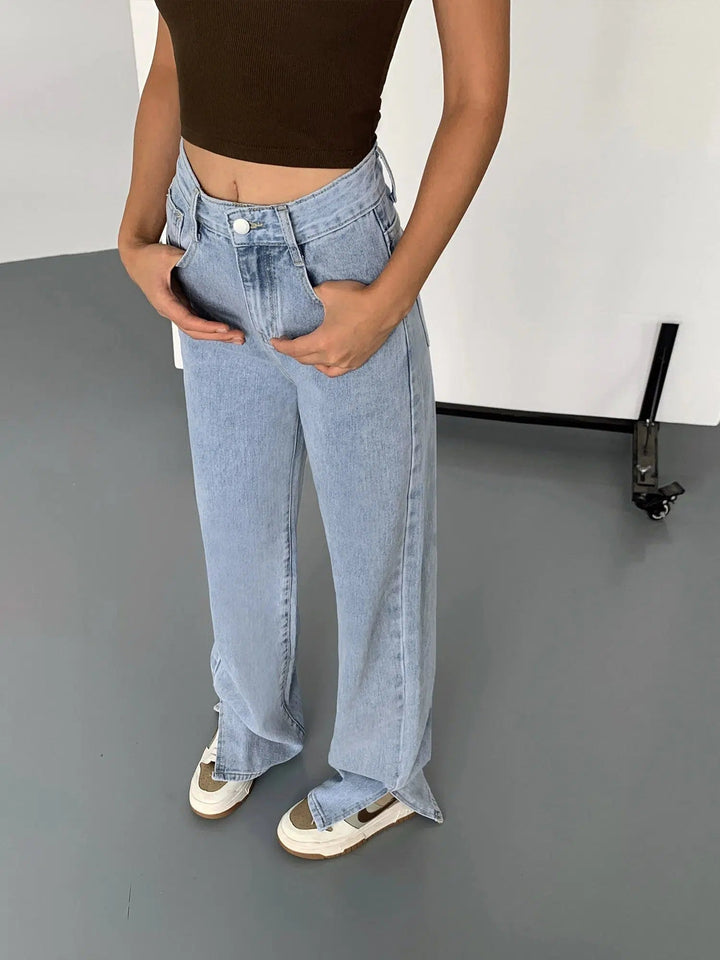 Loose Wide-leg Split Jeans