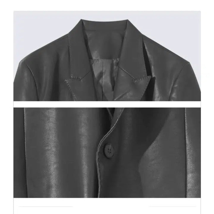 Loose-fit Faux Leather Blazer