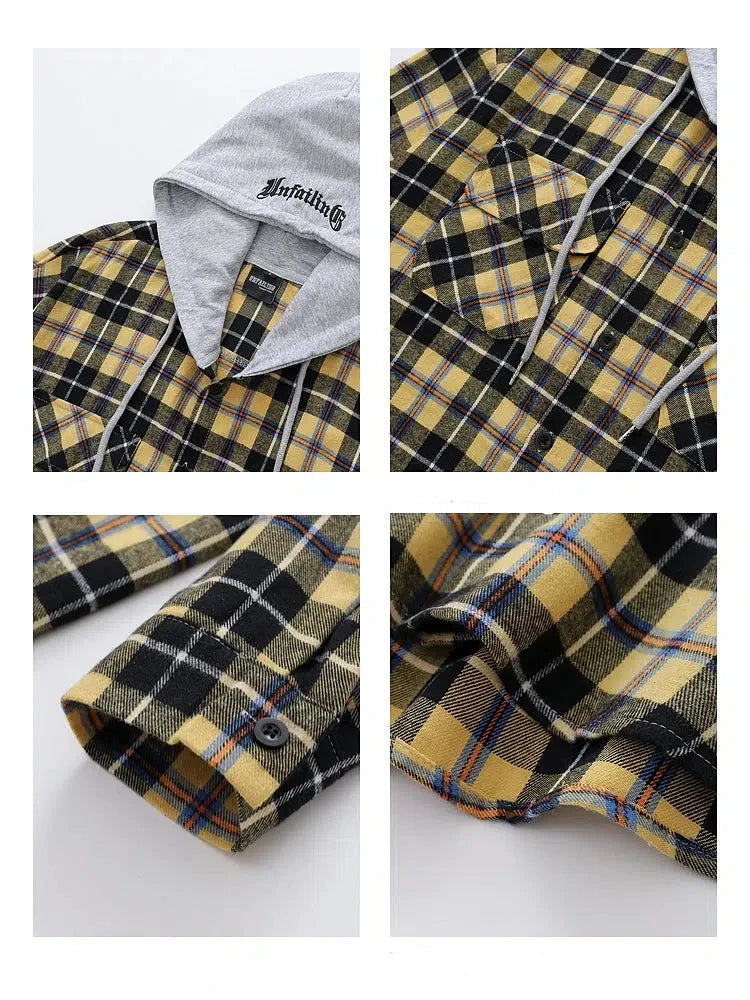 Loose-fit Hooded Flannel Shirt