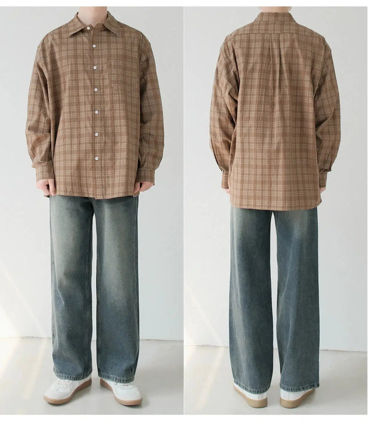 Loose-fit Long-Sleeve Plaid Shirt