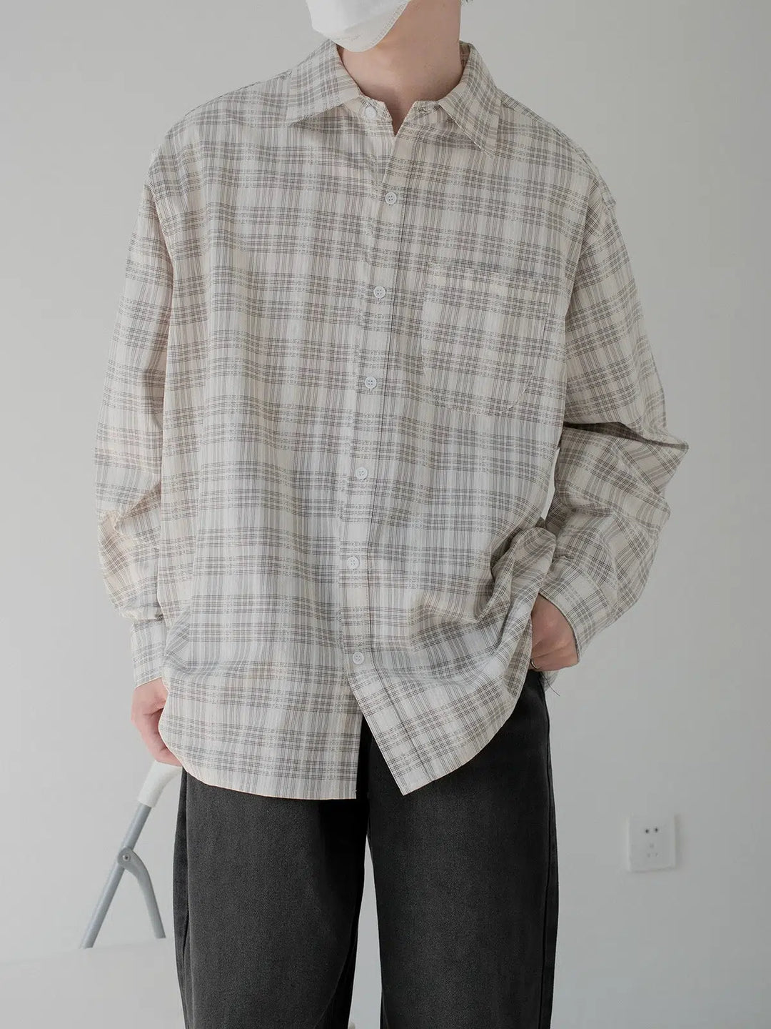 Loose-fit Long-Sleeve Plaid Shirt