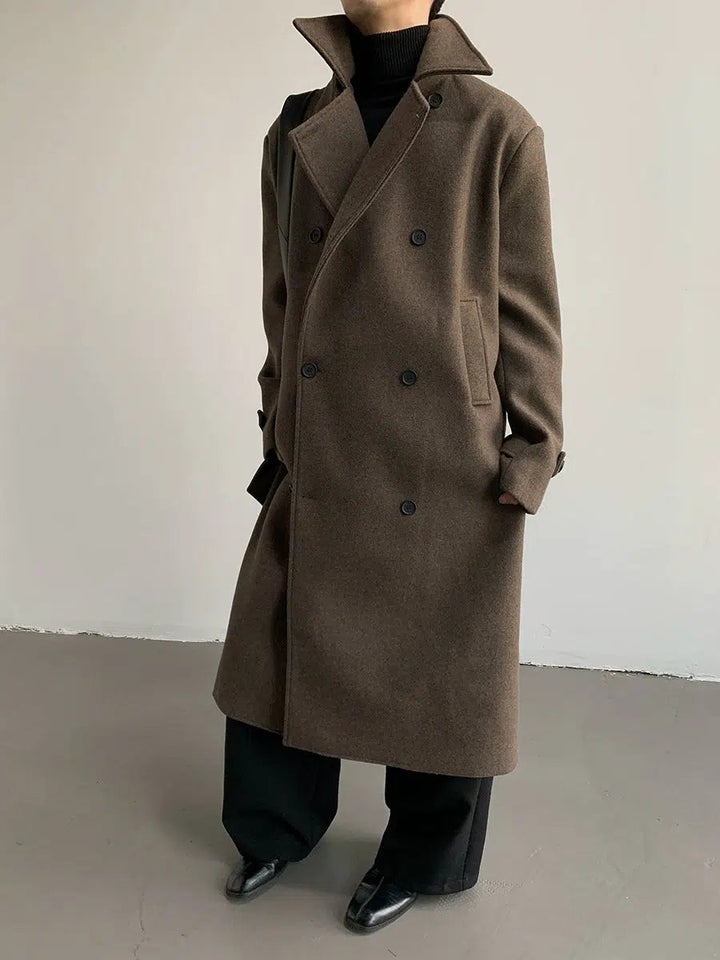 Wool Double-Breasted Coat with Belt