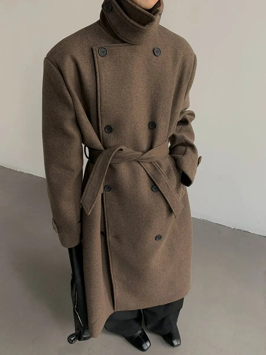 Wool Double-Breasted Coat with Belt