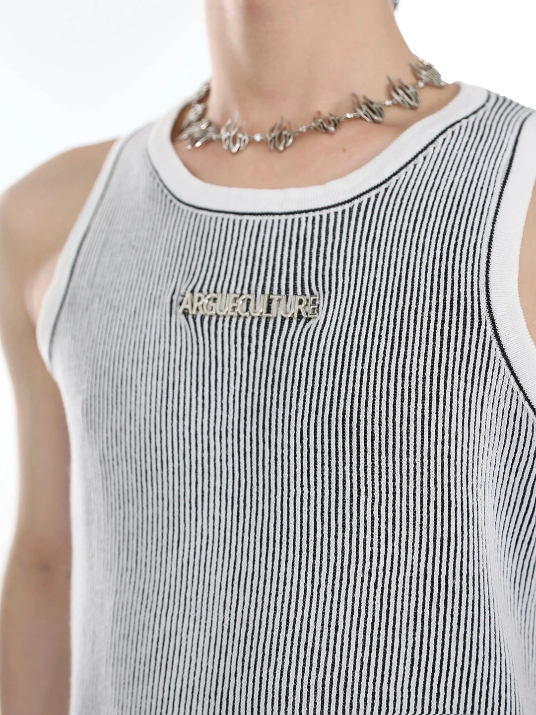 Metal Design Knitted Striped Vest