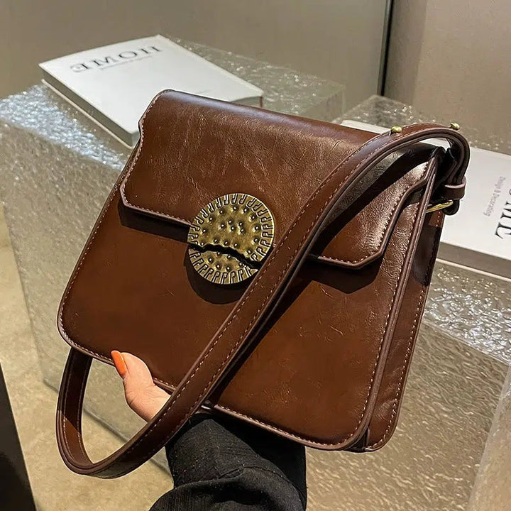 Metal Disc Buckle Small Square Bag