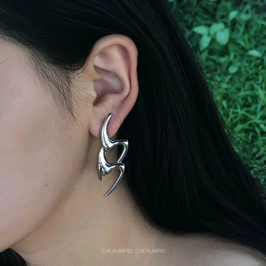 Metallic Abstract Twist Hoop Earrings