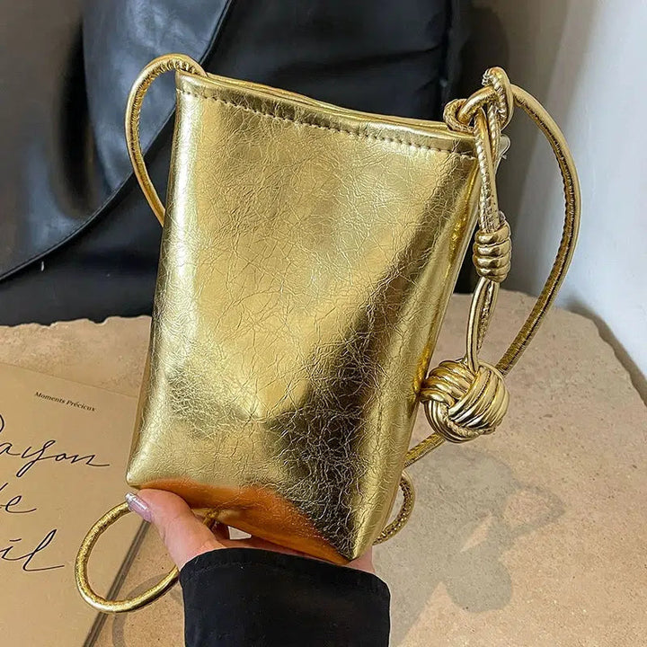 Metallic Knotted Mobile Phone Bag