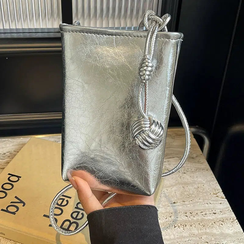 Metallic Knotted Mobile Phone Bag