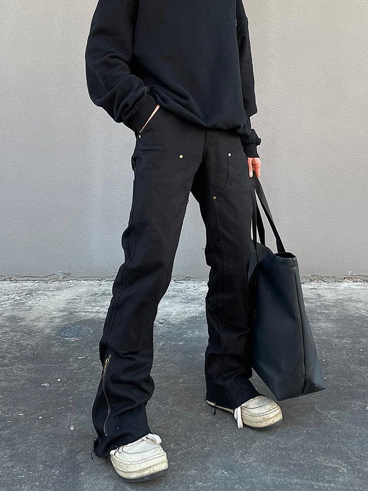 Micro-flared Zipper Overalls Pants