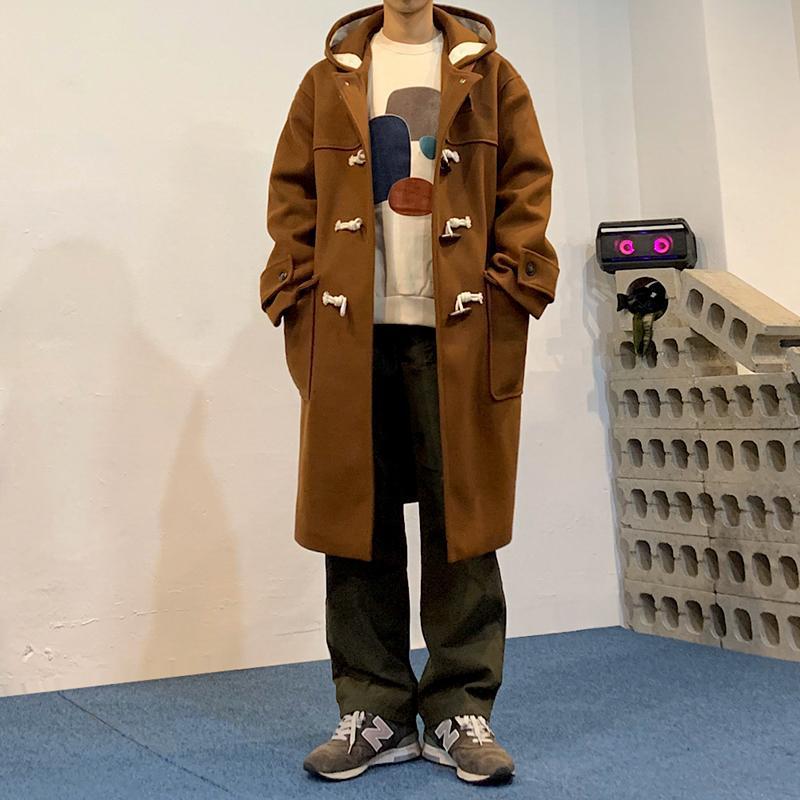 Mid-length Hooded Wool Coat