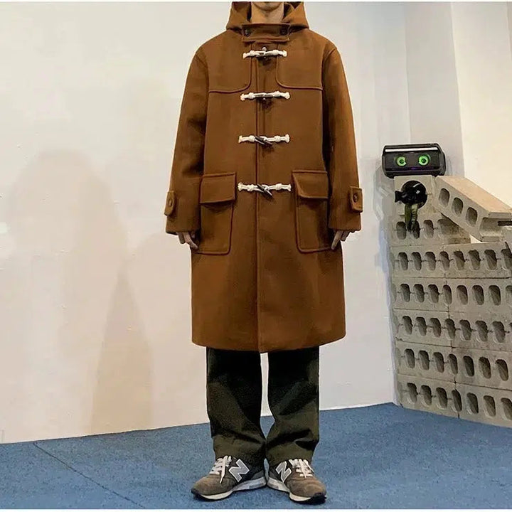 Mid-length Hooded Wool Coat