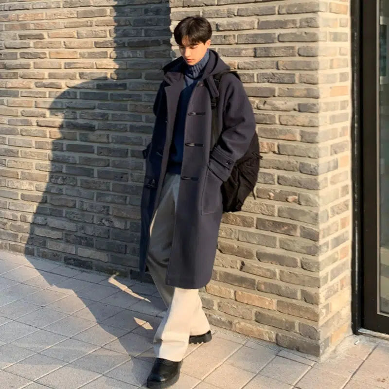 Mid length Knee length Woolen Coat The Korean Fashion