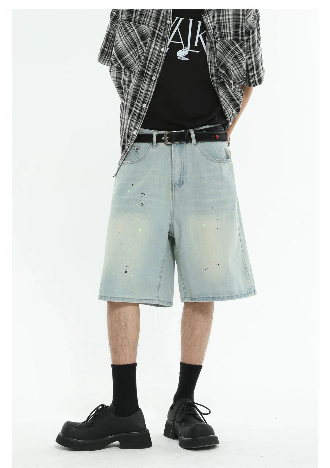 Mid-length Straight Denim Shorts