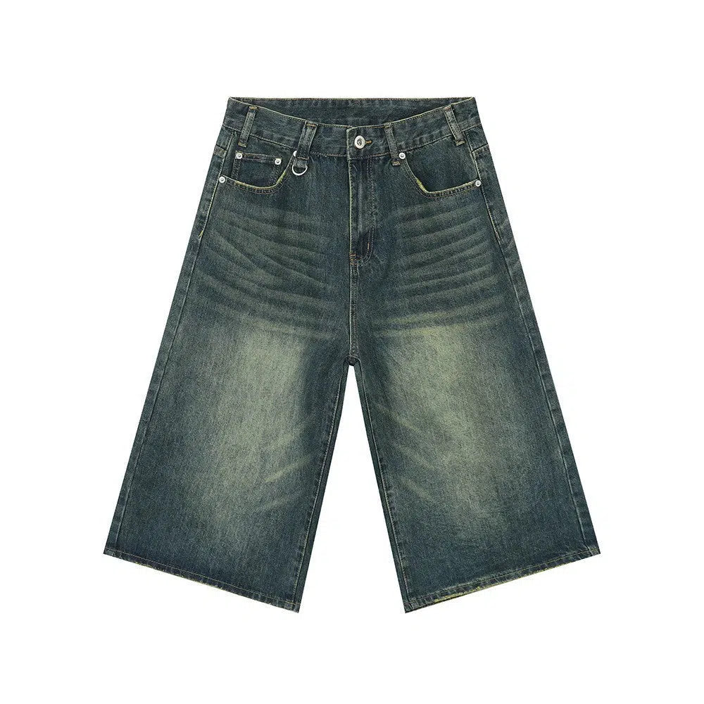 Mid-length Wide-leg Denim Shorts