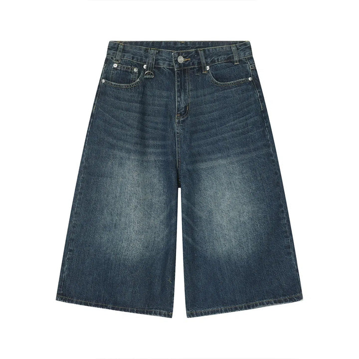 Mid-length Wide-leg Denim Shorts