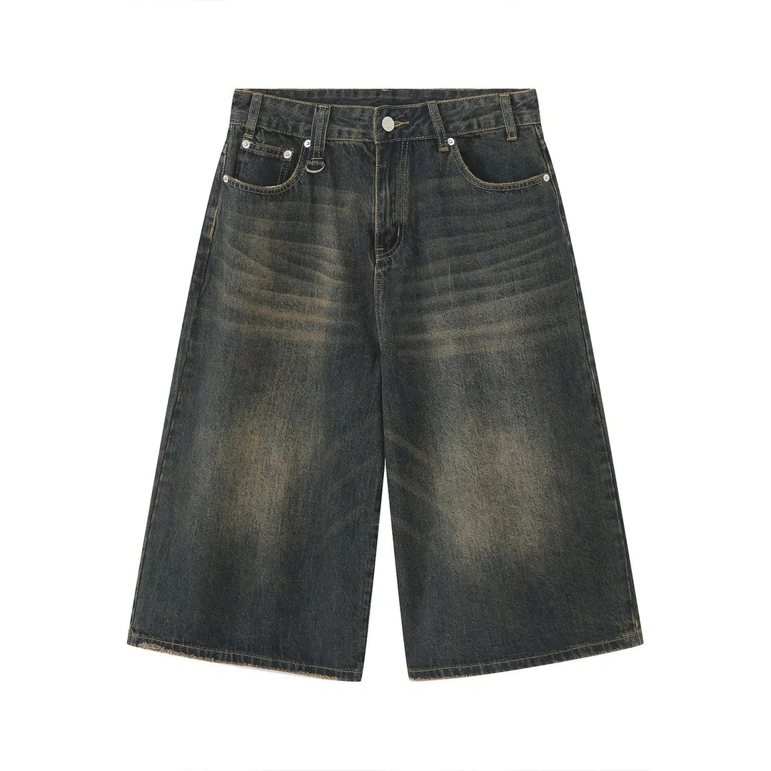 Mid-length Wide-leg Denim Shorts