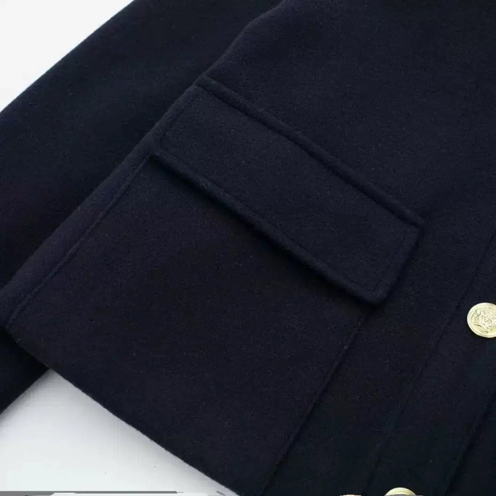 Military Style Button-Front Coat