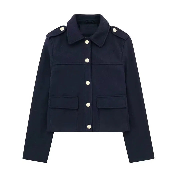 Military Style Button-Front Coat