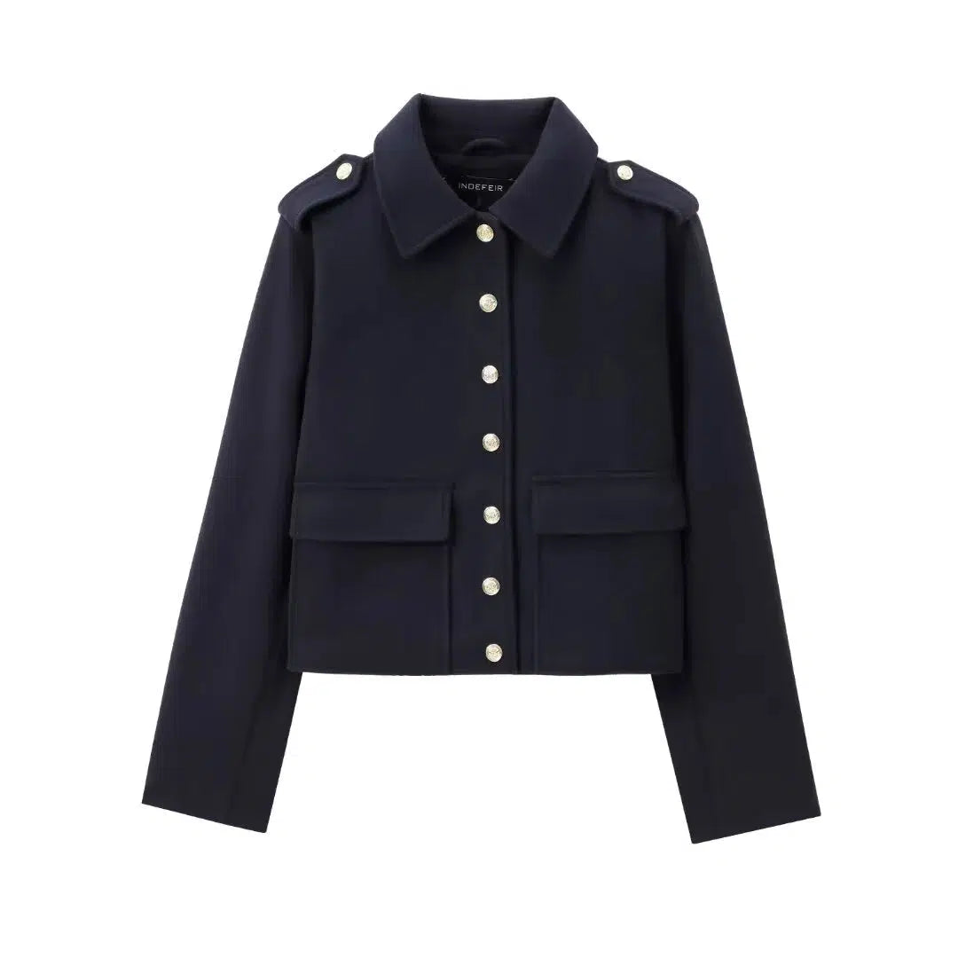 Military Style Button-Front Coat