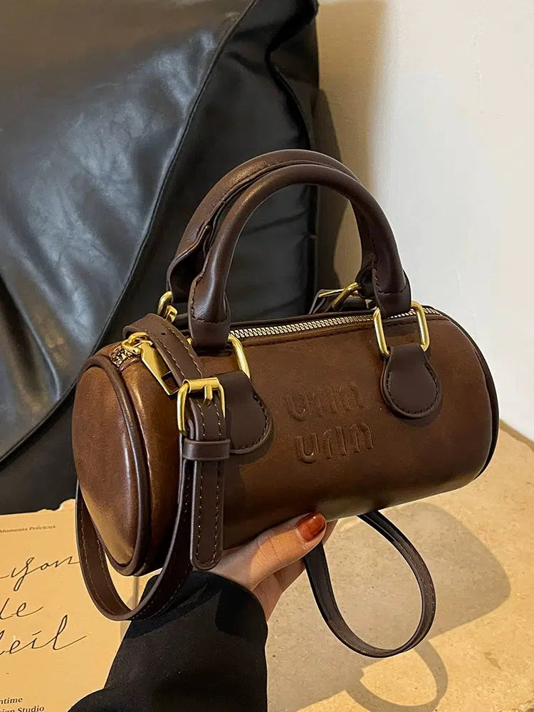 Mini Barrel Leather Crossbody Bag