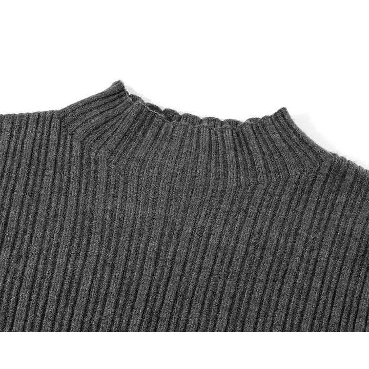 Flared Cuffs Mock Neck Cashmere Sweater