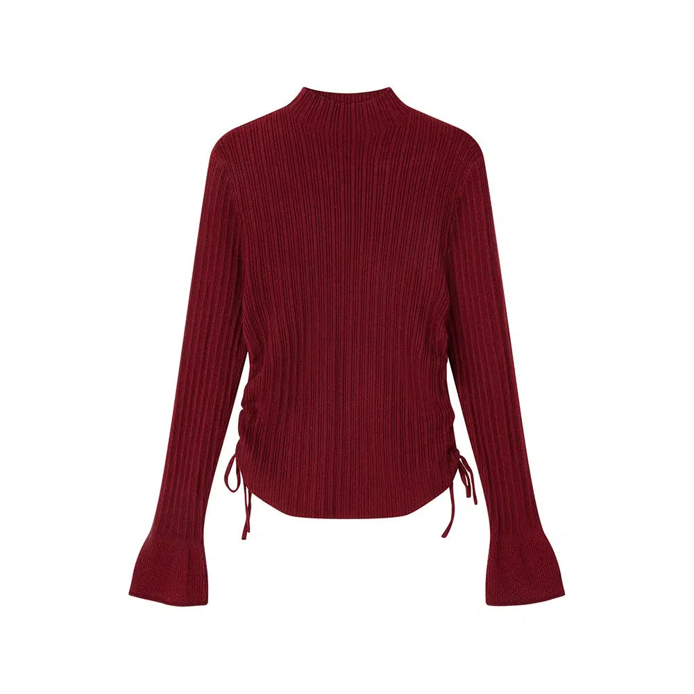 Flared Cuffs Mock Neck Cashmere Sweater