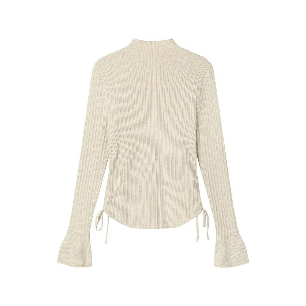 Flared Cuffs Mock Neck Cashmere Sweater