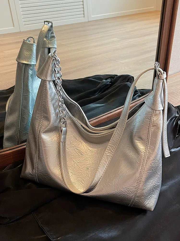 Modern Metallic Chain Tote Bag