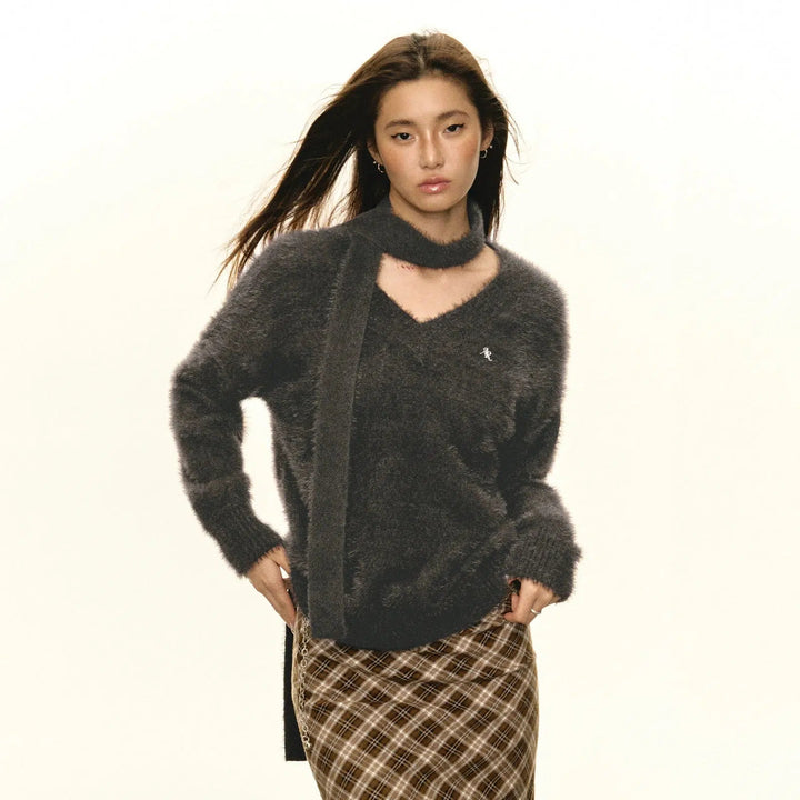 Modern V-Neck Soft Knit Sweater with Relaxed Fit