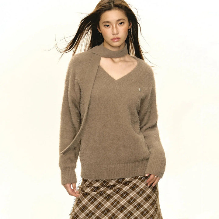 Modern V-Neck Soft Knit Sweater with Relaxed Fit