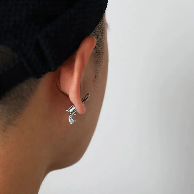 Modern .38 Revolver Stud Earrings