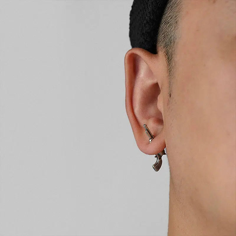 Modern .38 Revolver Stud Earrings