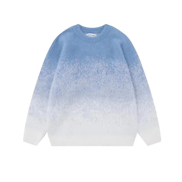 Mohair Gradient Color Round Neck Sweater