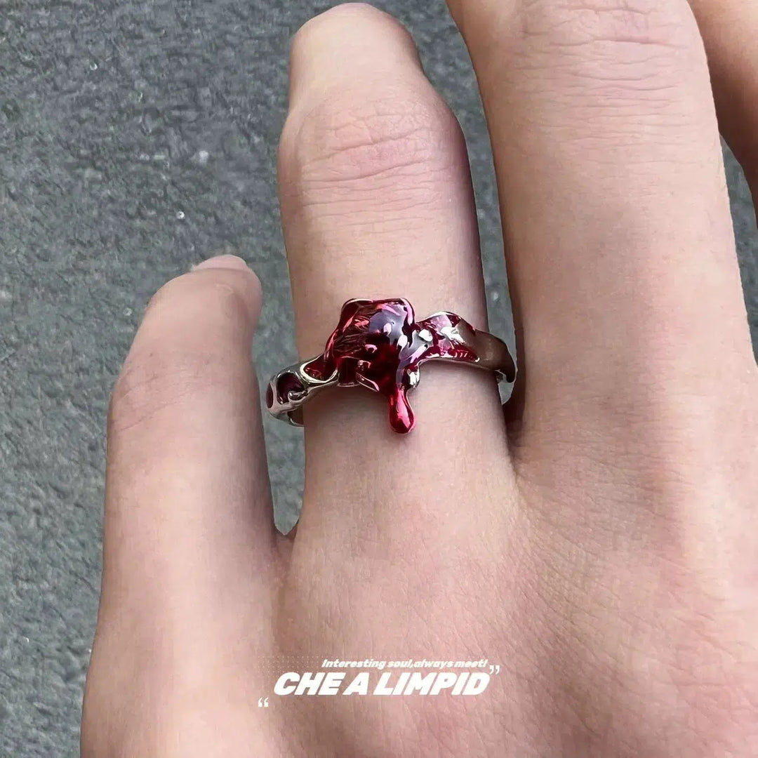 Molten Blood Rose Design Ring