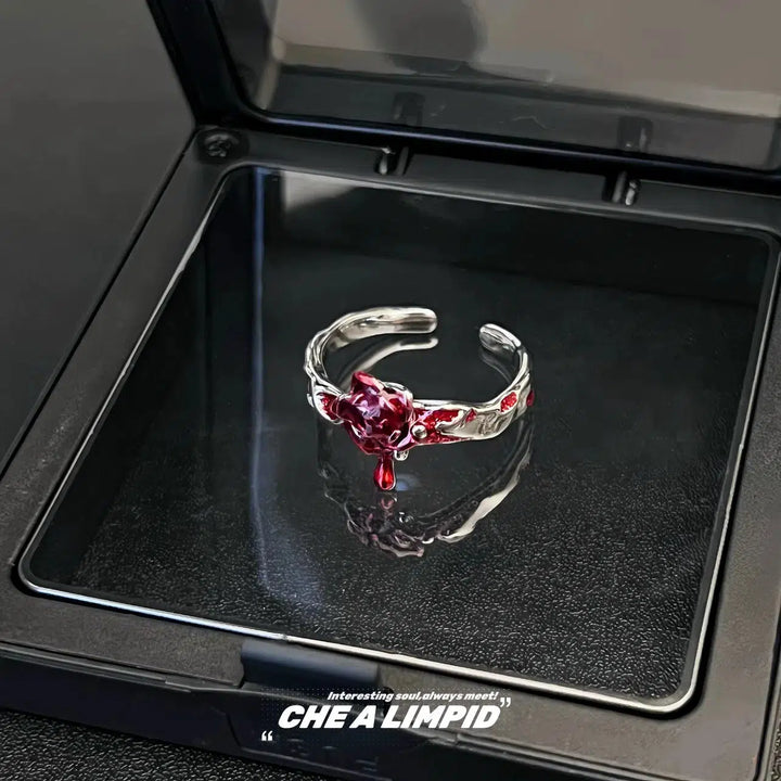 Molten Blood Rose Design Ring