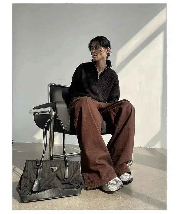 Mopping Wide-Leg Casual Pants