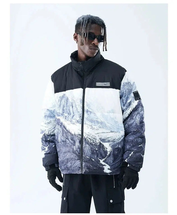 Mountain Print Down Jacket