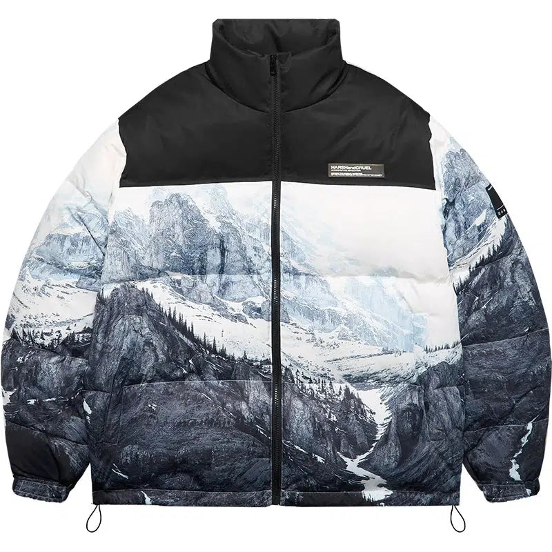 Mountain Print Down Jacket