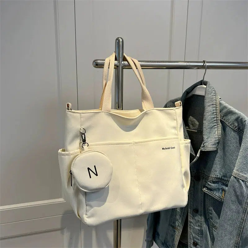 Multi-Pocket Detachable Strap Tote Bag